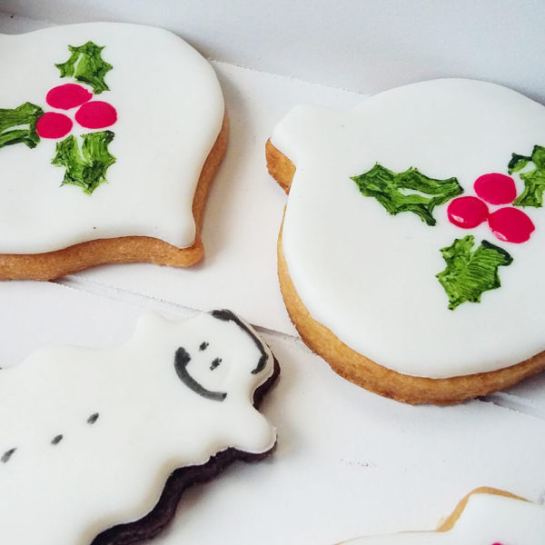 Decorated cookies with stencil technique Christmas